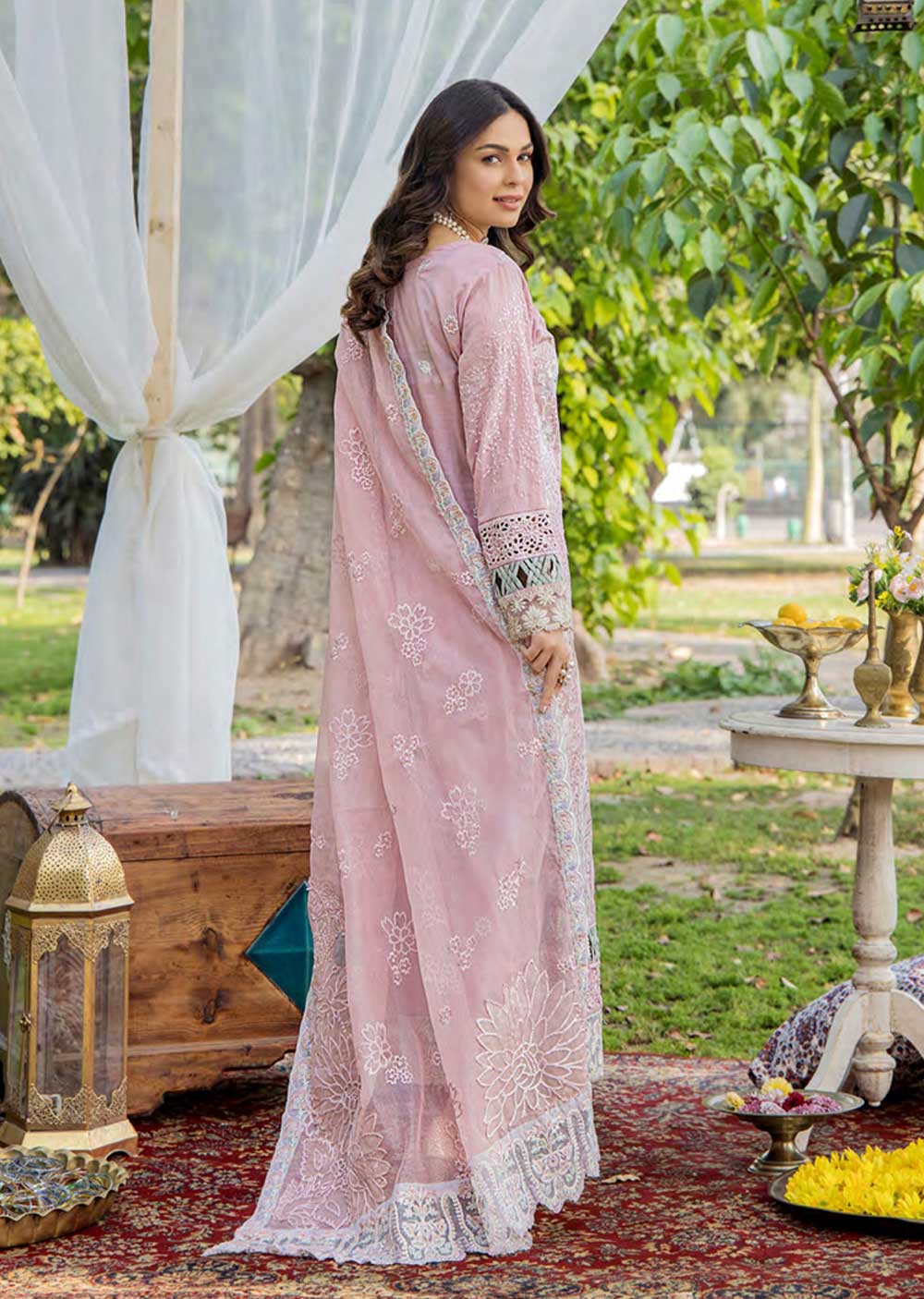 EAA-520 - Unstitched - Eshaisha Festive Lawn Embroidered Collection 2023 - Memsaab Online