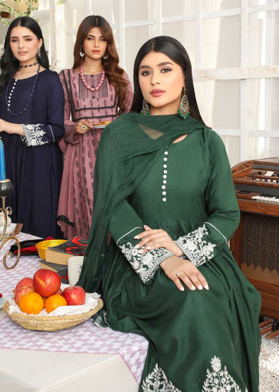 HK157 Gulsoom Readymade Green Mother & Daughter Suit - Memsaab Online