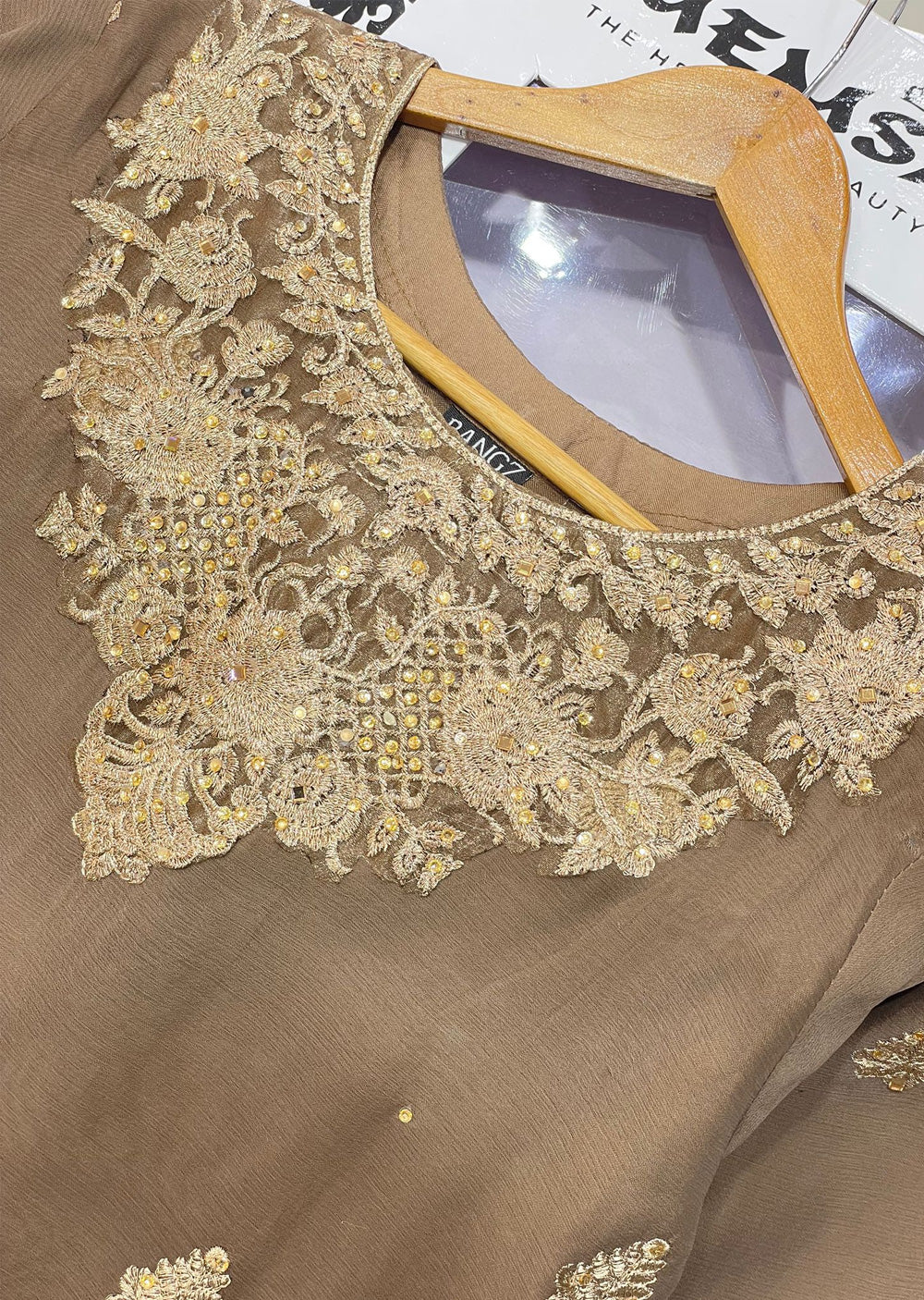 NR8211 Readymade Brown Chiffon Suit - Memsaab Online