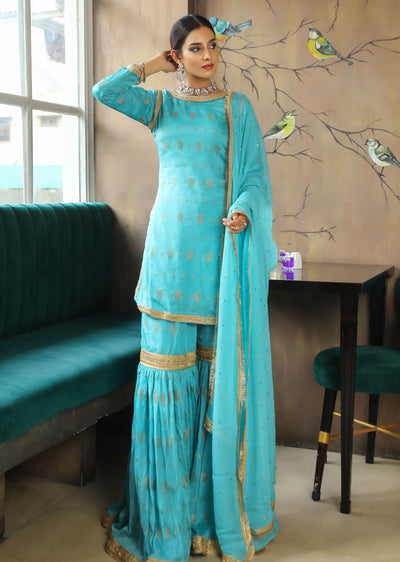 SRB9942 - Rang - Turquoise Sehrish.B Designer - Memsaab Online