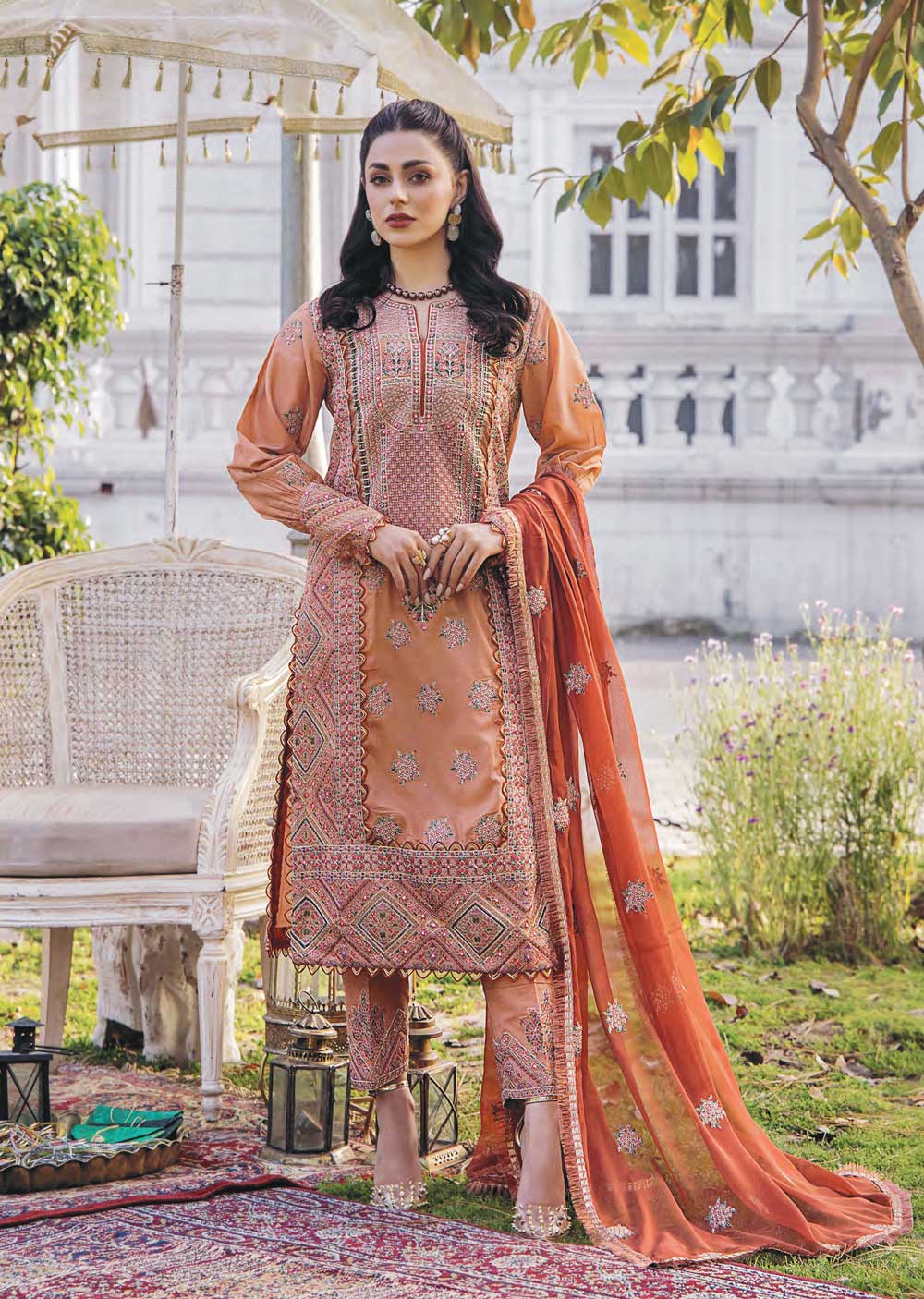 EAA-521 - Unstitched - Eshaisha Festive Lawn Embroidered Collection 2023 - Memsaab Online