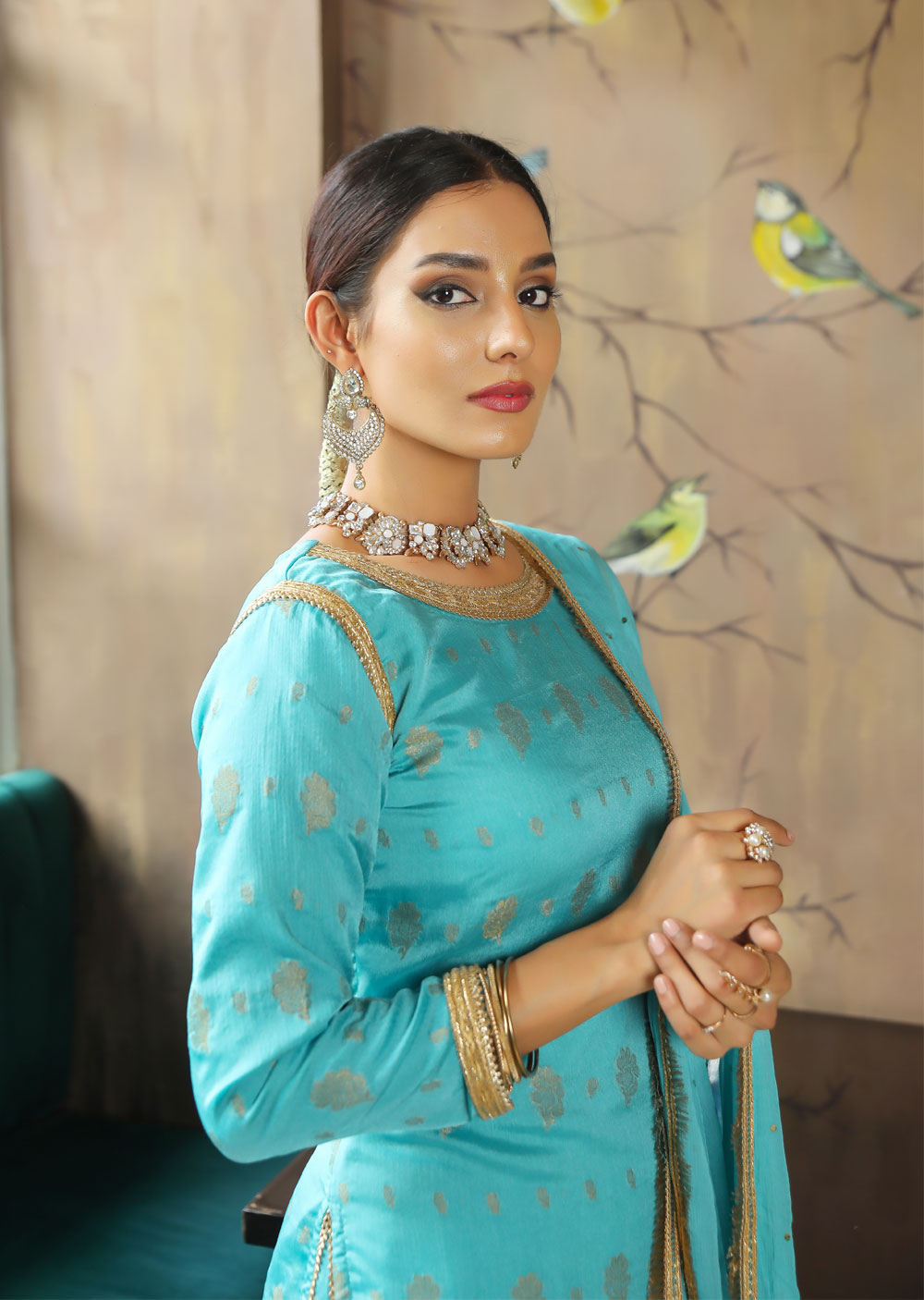 SRB9942 - Rang - Turquoise Sehrish.B Designer - Memsaab Online