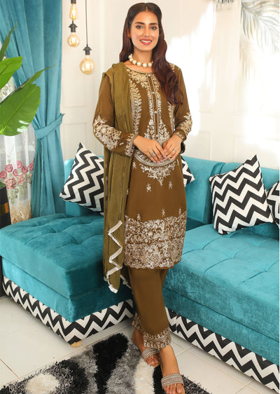 HK126 Habiba Olive Readymade Mother & Daughter Suit - Memsaab Online