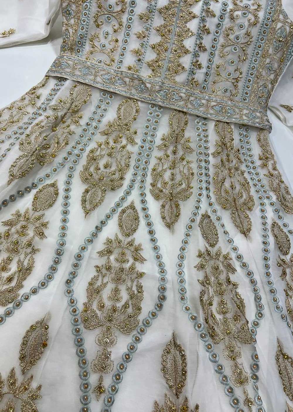 RGZ99923 White Readymade Chiffon Suit - Memsaab Online