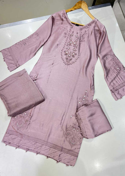 ZN2501 Lilac Readymade Kotrai Linen Suit - Memsaab Online
