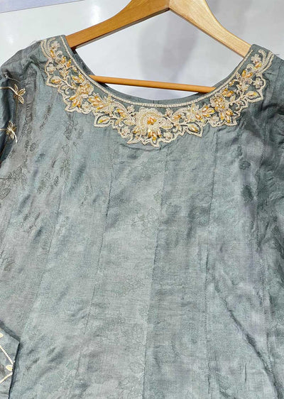 ZN2604 Grey Readymade Mother & Daughter Viscose Suit - Memsaab Online