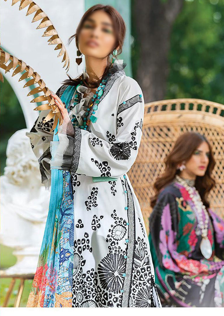 NURIA - Unstitched Embroidered Designer Zaha Lawn - Memsaab Online