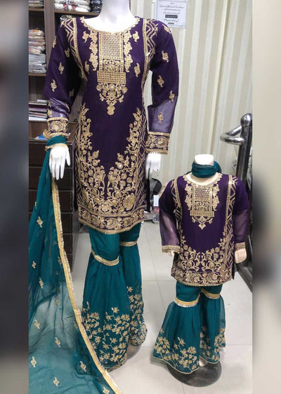 TZ-04-B - Readymade - Mother & Daughter Chiffon Suit by Sha Zaib 2023 - Memsaab Online