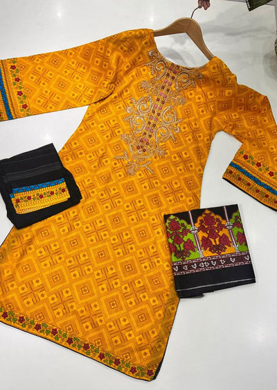 AMT37004 Yellow Readymade Lawn Suit - Memsaab Online