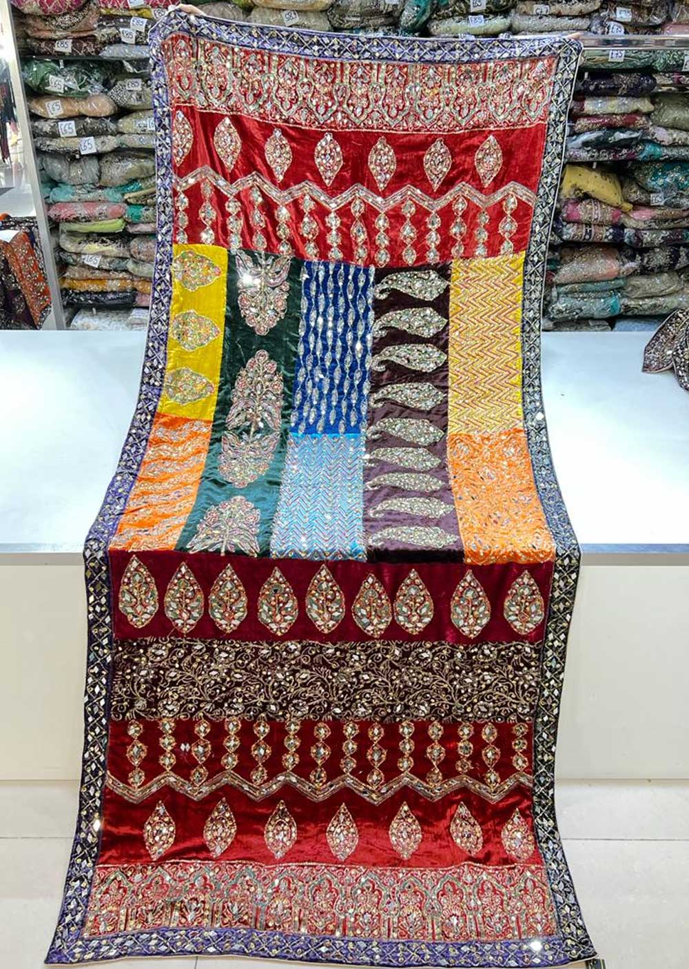 SRB602 Velvet Wedding Shawl by Sehrish B - Memsaab Online