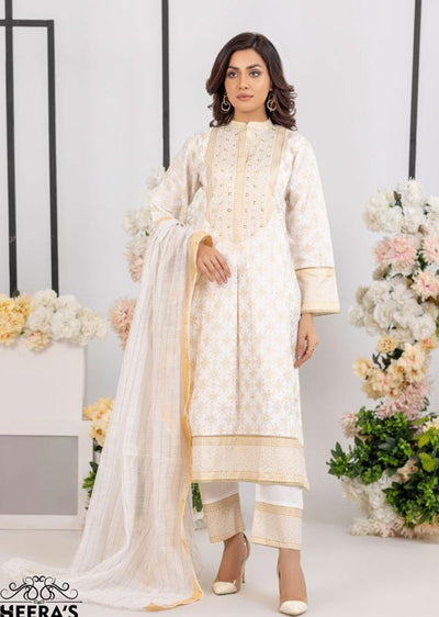 HSS-02 - Off White- Readymade - Heeras Suit - Memsaab Online