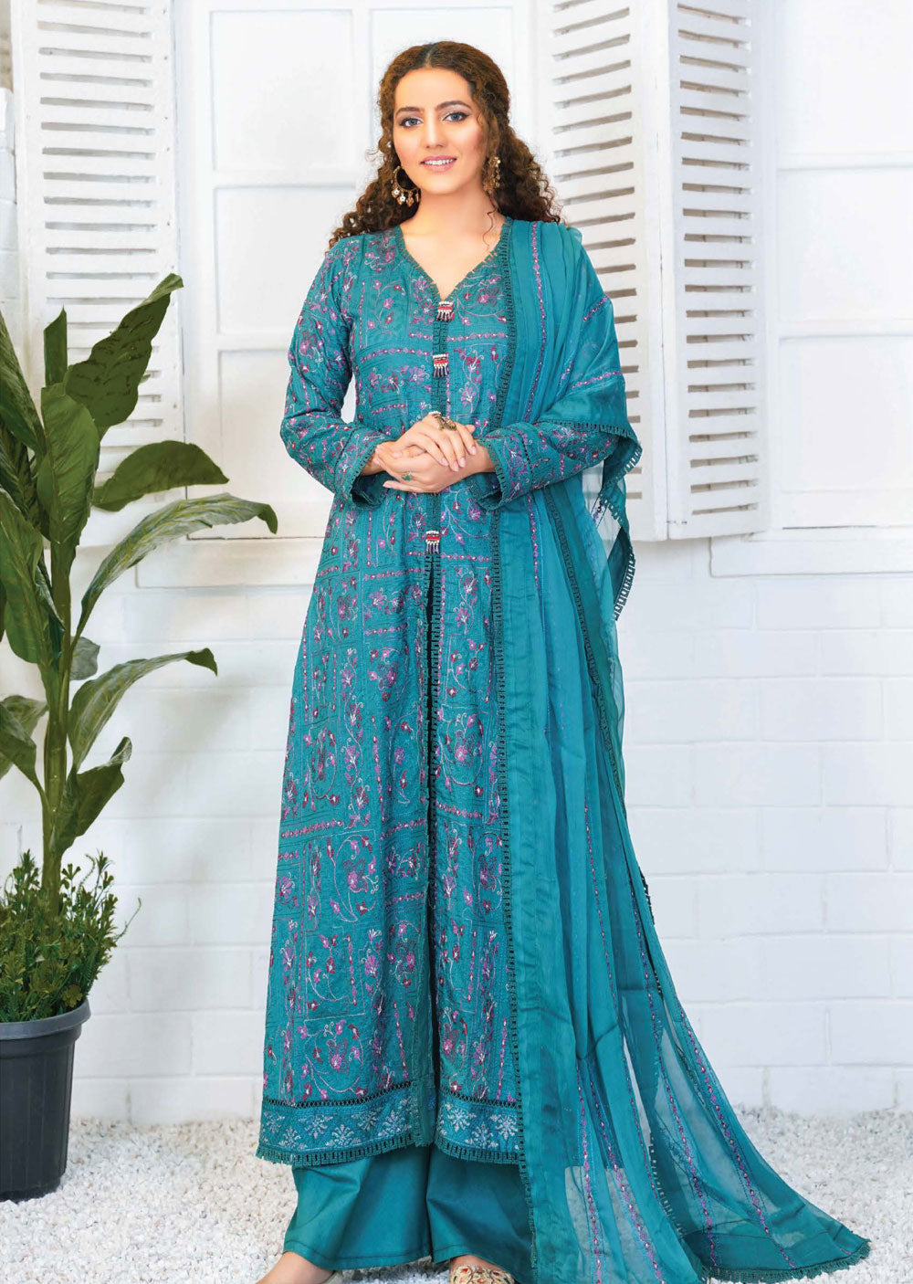 TEV-02 - Unstitched - Threads & Weaves Lawn Collection 2023 - Memsaab Online