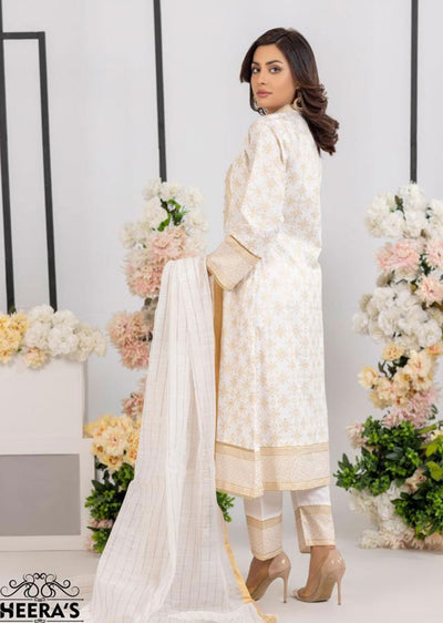 HSS-02 - Off White- Readymade - Heeras Suit - Memsaab Online