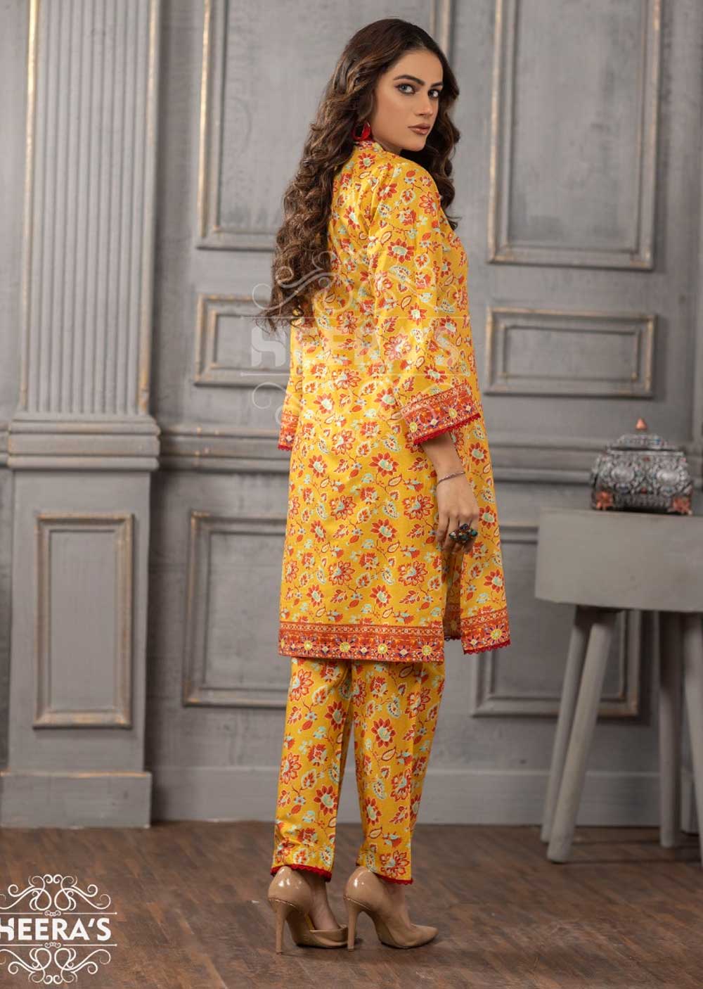 HER-502 - Heeras Readymade Lawn Suit - Memsaab Online