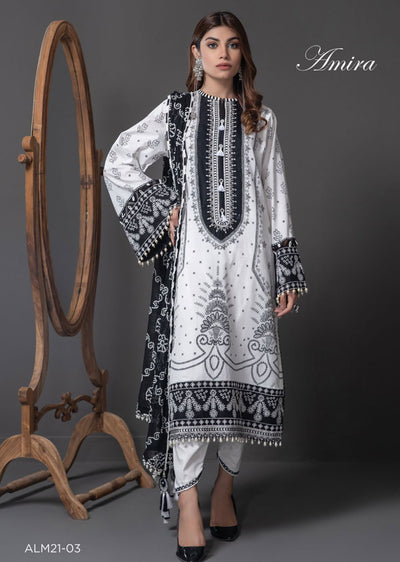 ALM21-03 - Amira - Unstitched - Monochrome Mystique Collection 2022 - Memsaab Online