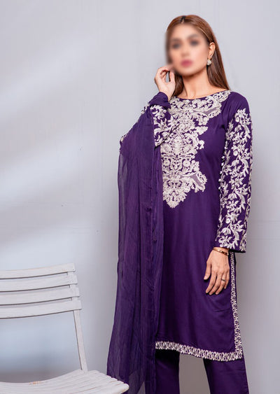 HK29 Readymade Purple Mother & Daughter Linen Suit - Memsaab Online