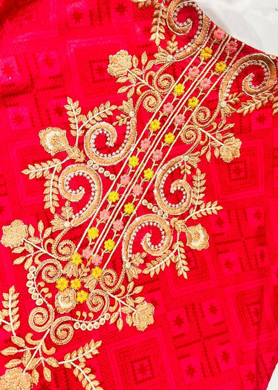 AMT37004 Red Readymade Lawn Suit - Memsaab Online