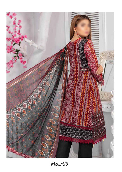 MHA-03 - Readymade - Haina Bamber Chiffon Emboirdered Suit 2021 - Memsaab Online