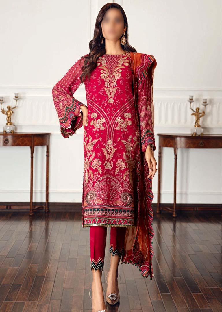 JZA03-A - Ruby Raj - Unstitched - Jazmin Eid Festive Chiffon Collection 2021 - Memsaab Online