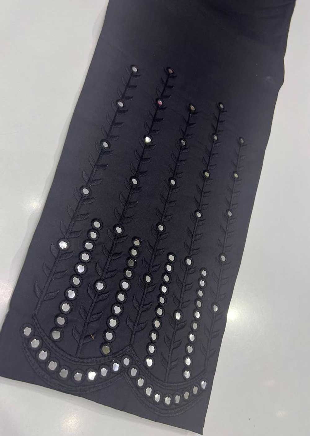 DXT403 Black Cotton Embroidered Trouser - Memsaab Online