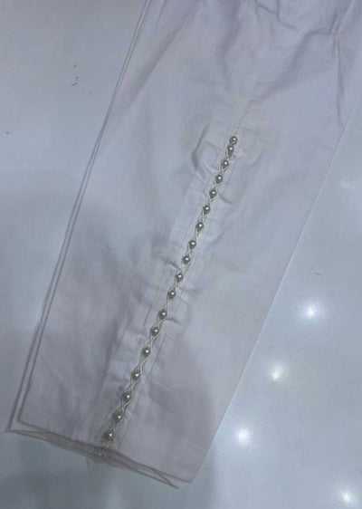 DXT405 White Cotton Trouser - Memsaab Online
