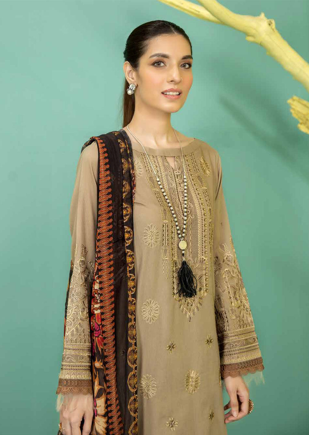 JR-407 - Unstitched - BlueBell Embroidered Cotrai Lawn Collection By Johra 2022 - Memsaab Online