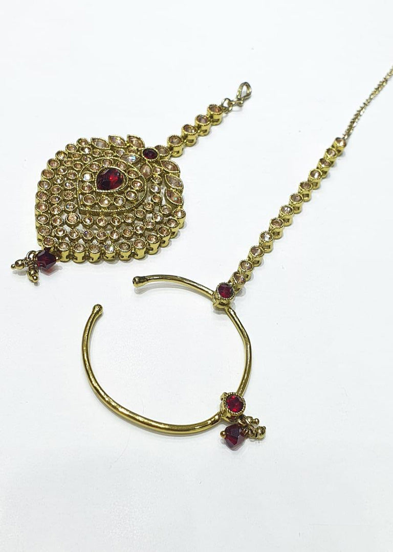 4640 Necklace Set Maroon - Memsaab Online