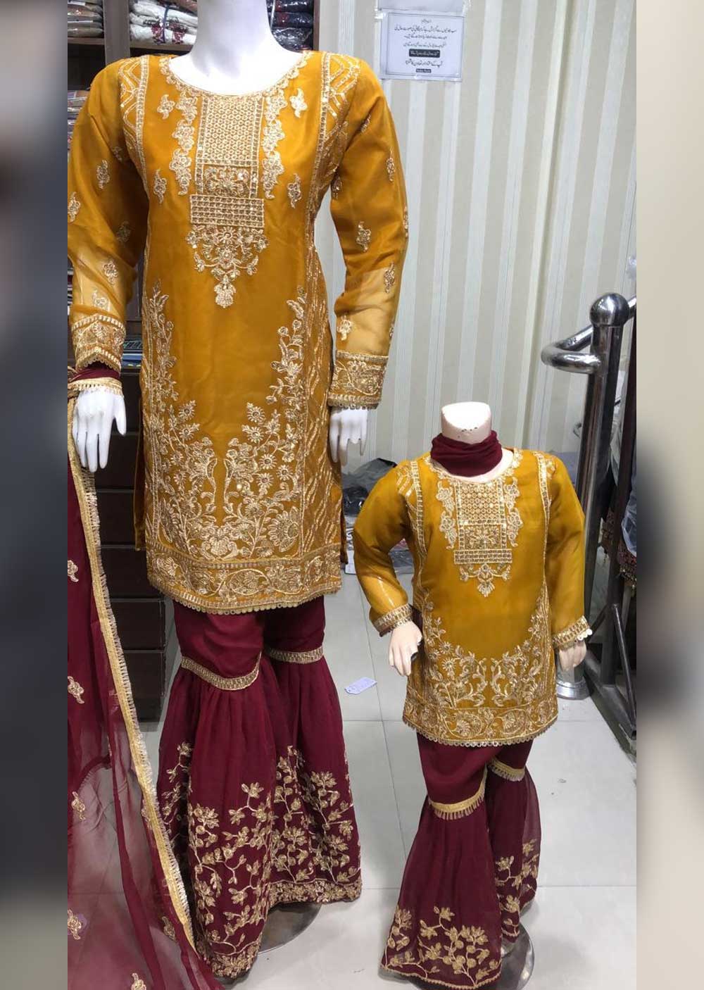 TZ-04-D - Readymade - Mother & Daughter Chiffon Suit by Sha Zaib 2023 - Memsaab Online