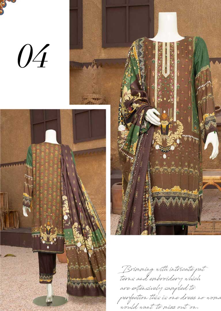 MEHAR-04 Unstitched Linen Suit - Memsaab Online