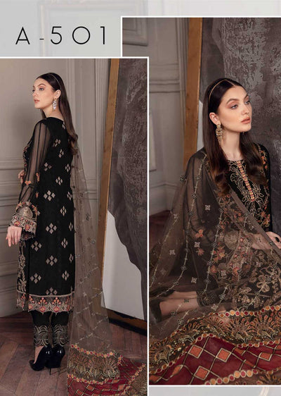 A-501-R - Readymade - Chevron Chiffon Collection Vol 5 by Ramsha 2022 - Memsaab Online