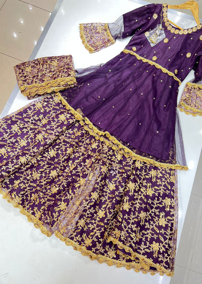 DD507 Purple Readymade Net Dress - Memsaab Online