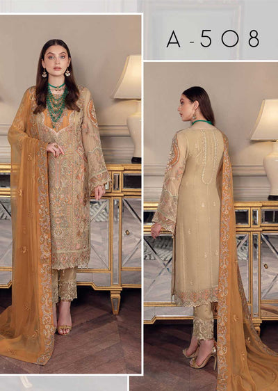 A-508-R - Readymade - Chevron Chiffon Collection Vol 5 by Ramsha 2022 - Memsaab Online