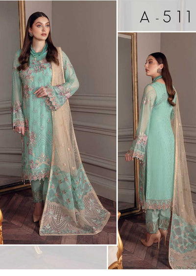 A-511-R - Readymade - Chevron Chiffon Collection Vol 5 by Ramsha 2022 - Memsaab Online