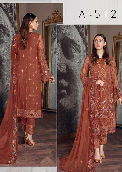 A-512-R - Readymade - Chevron Chiffon Collection Vol 5 by Ramsha 2022 - Memsaab Online