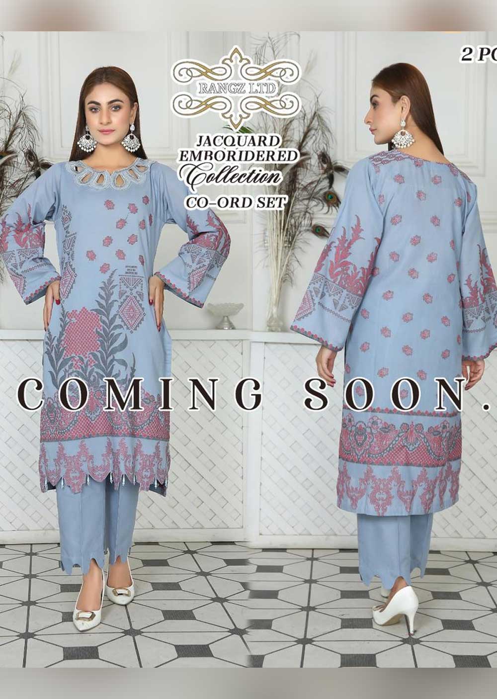 RGZS-05 - Readymade - 2 Piece Jacquard Embroidered Suit by Rangz - Memsaab Online