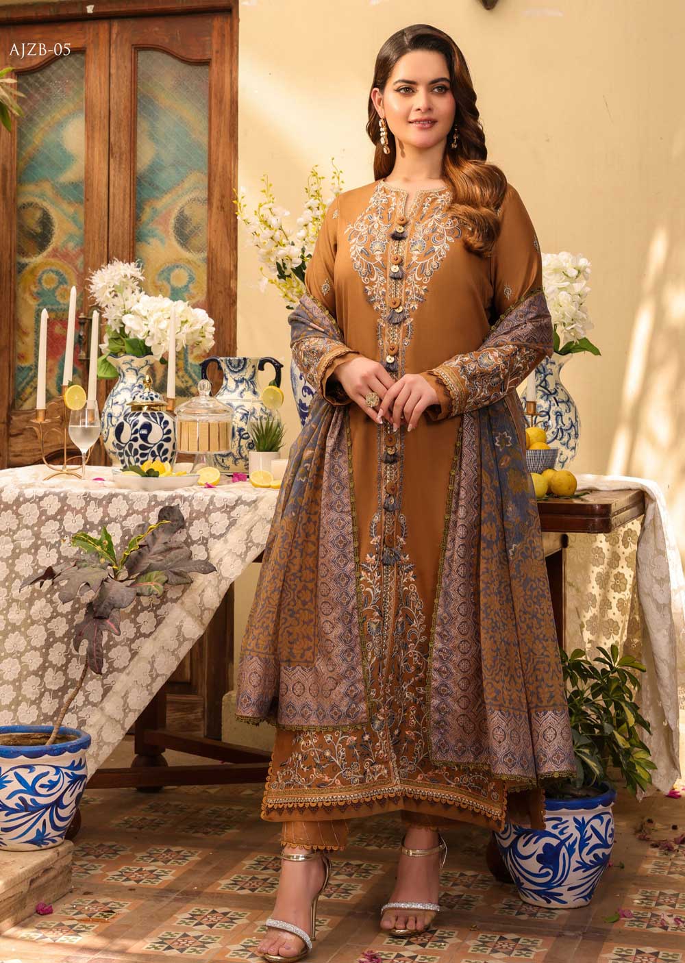 AJZB-05 - Unstitched - Zarq Barq Collection by Asim Jofa 2023 - Memsaab Online