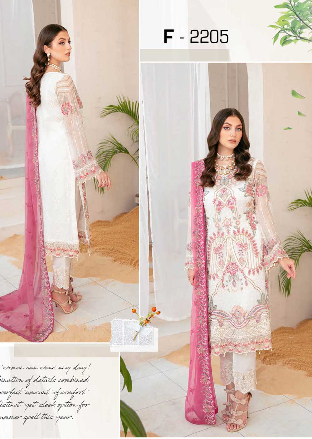 R-2205-R - Readymade - Chiffon Collection by Ramsha Vol 22 - Memsaab Online