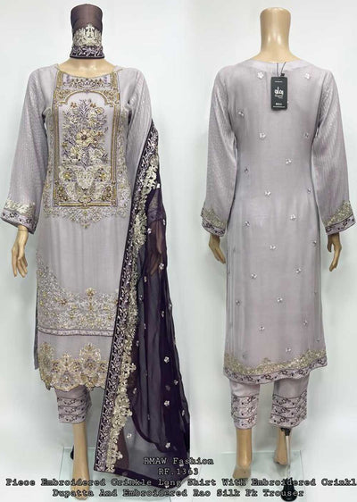RMW-1363 Lilac Partywear Chiffon Suit - Memsaab Online