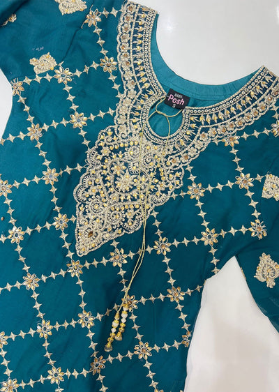 SHAZ6531 Teal Readymade Georgette Suit - Memsaab Online