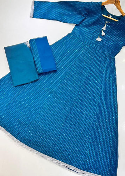 RGZ661 Teal Georgette Readymade Suit - Memsaab Online