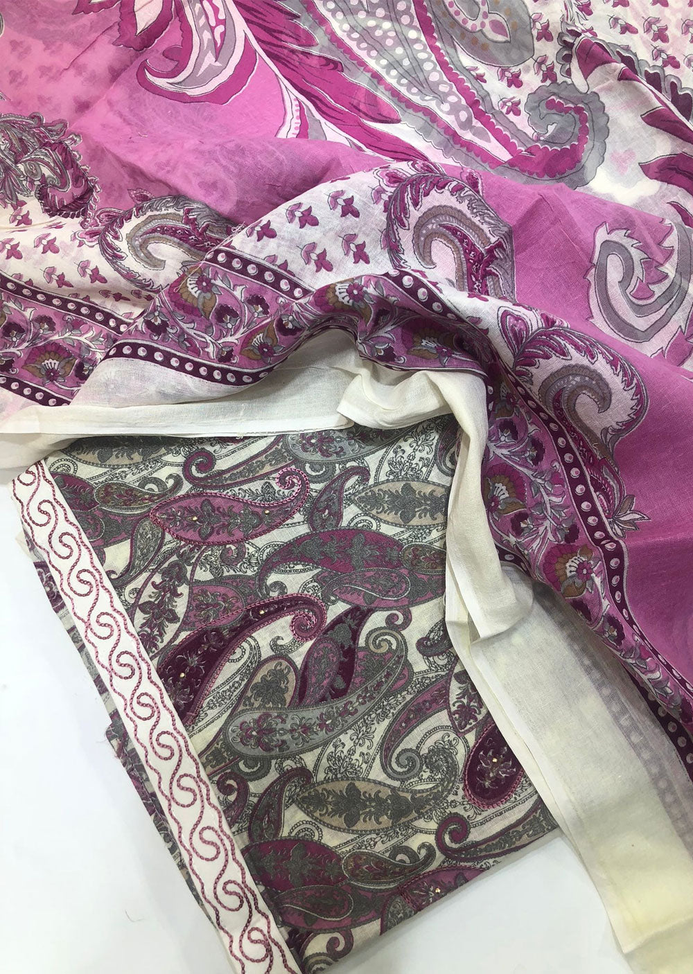 ATQ 6659 - Unstitched Purple Cotton Suit - Memsaab Online