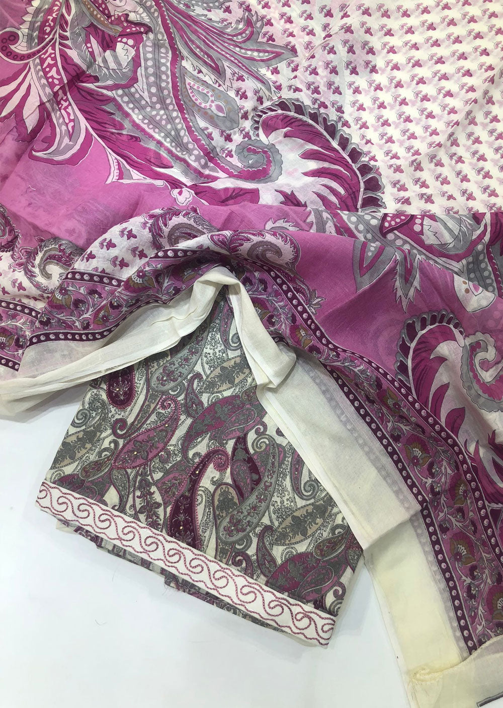 ATQ 6659 - Unstitched Purple Cotton Suit - Memsaab Online