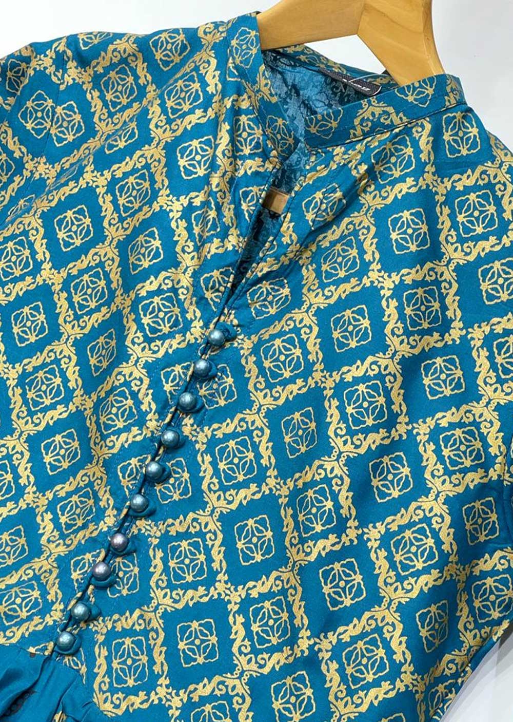 RGZ676 Teal Linen Readymade Suit - Memsaab Online