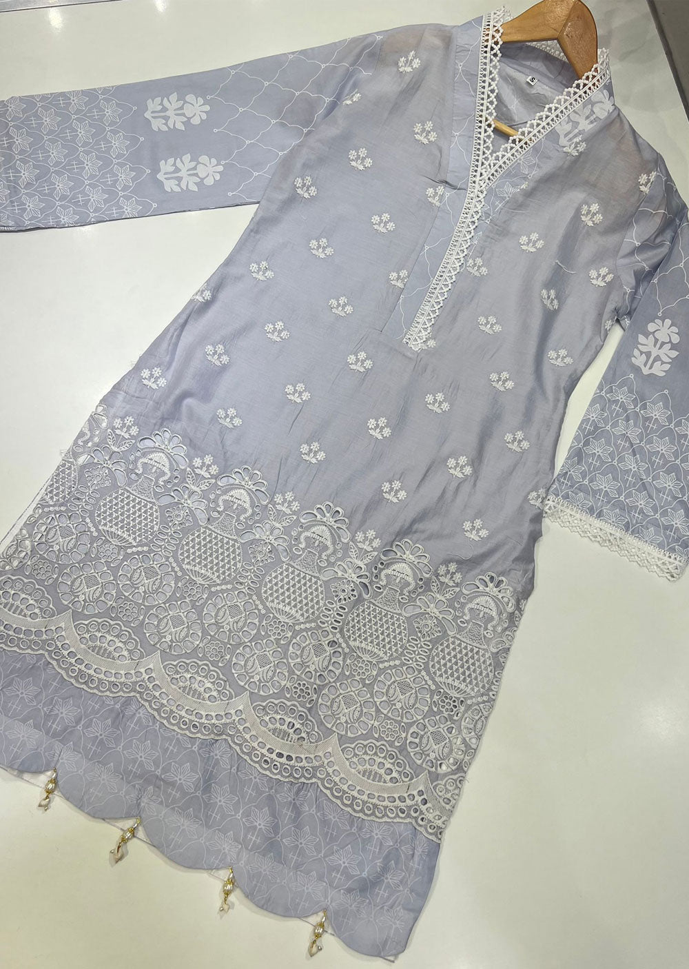 RGZ698 Readymade Grey Cotton Linen Kurti - Memsaab Online