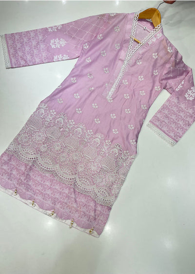RGZ698 Readymade Pink Cotton Linen Kurti - Memsaab Online