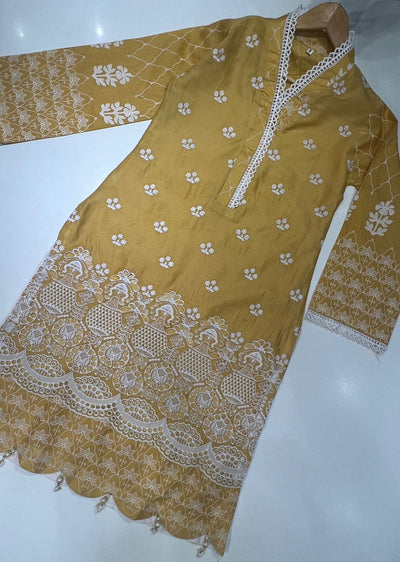 RGZ698 Readymade Yellow Cotton Linen Kurti - Memsaab Online