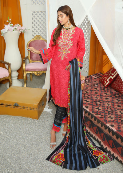 AMT37004 Red Readymade Lawn Suit - Memsaab Online