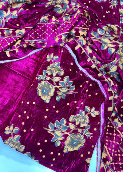 MP701 Hot Pink Unstitched Velvet Palachi Suit - Memsaab Online