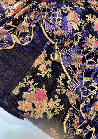 MP702 Purple Unstitched Velvet Palachi Suit - Memsaab Online