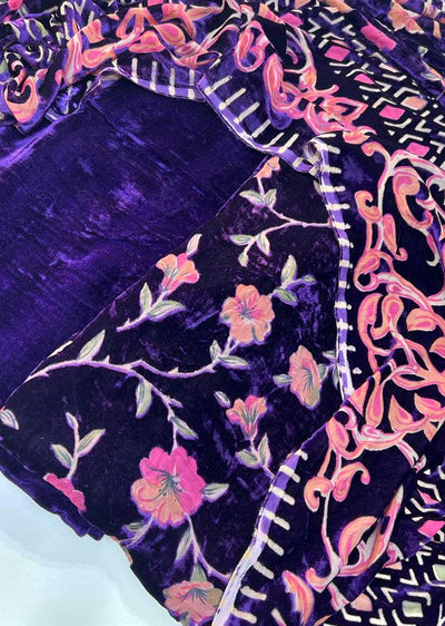 MP703 Purple Unstitched Velvet Palachi Suit - Memsaab Online